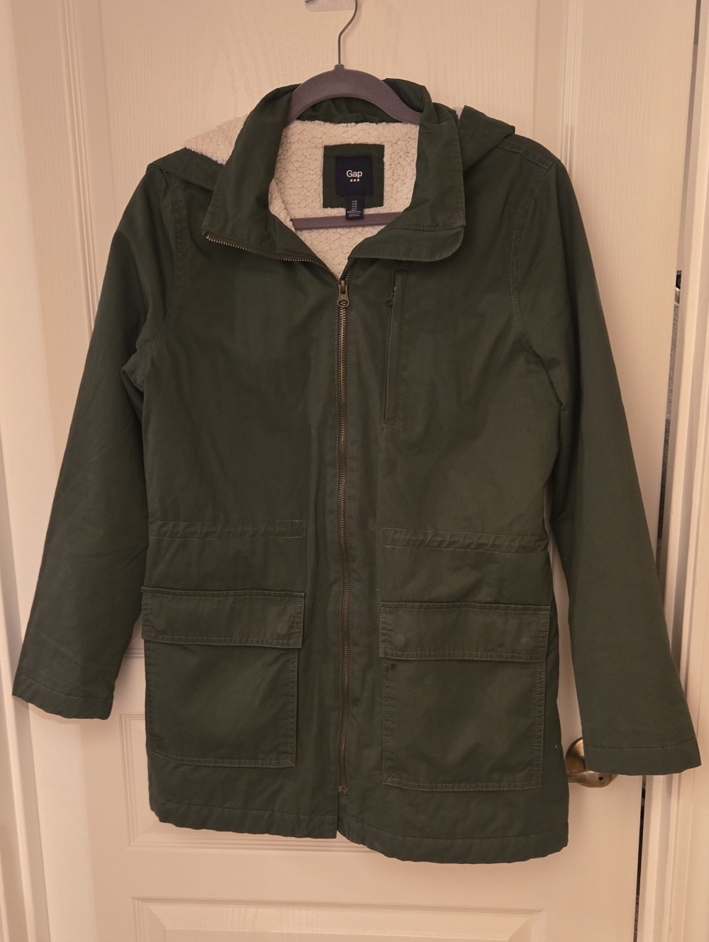 GAP Dark Olive Hooded Shearling Parka